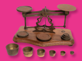 Old scales pink background Hokitika Museum