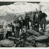 Neville Hatwell's BW photo housed at Hokitika Museum captures ‘Love on the Ice' between Esther King and John Patrick Diggle.