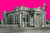 Carnegie building pink background